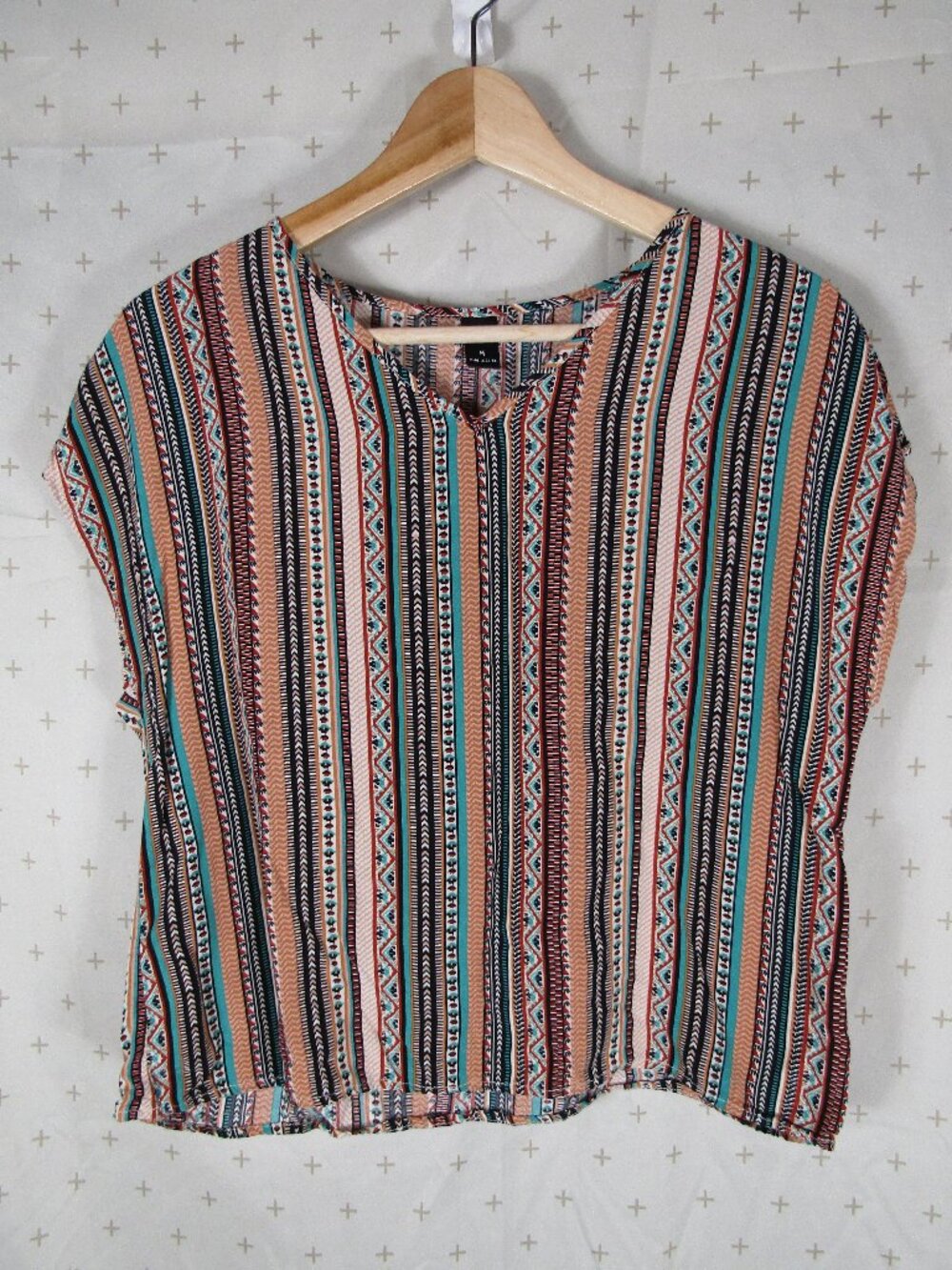 Emery Rose Multi-colored Stripe Patterned Sheer Top Women's Medium Lightweight